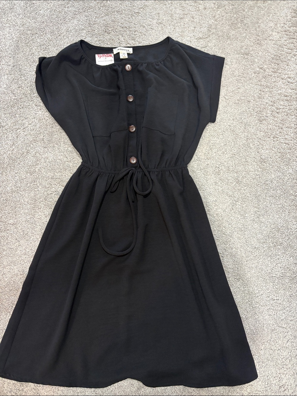 Monteau Black Midi Dress with Buttons
